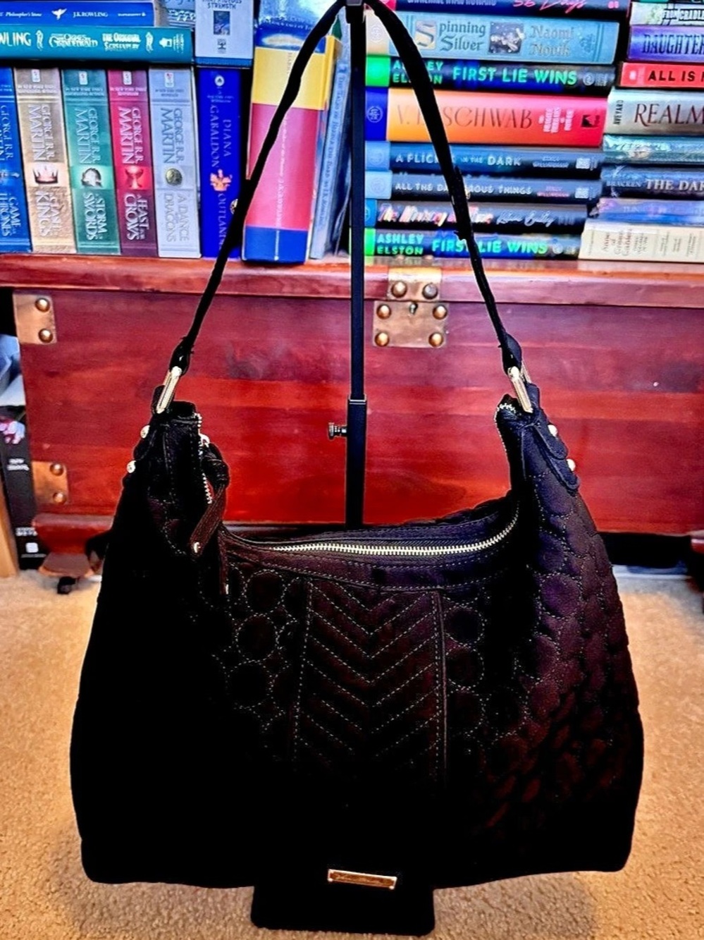 Vera Bradley Quilted Hobo Bag in Black